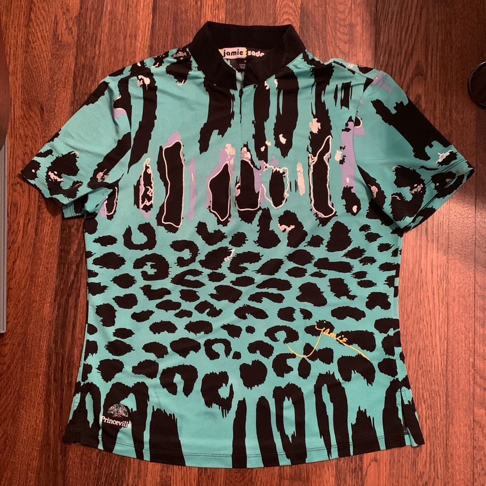 Jamie Sadock Green and Gold Women’s Golf Shirt Size Medium